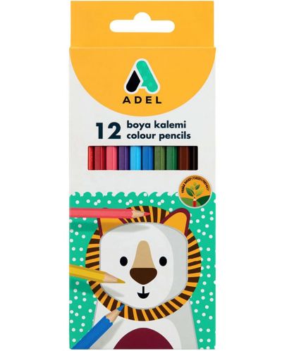 Χρωματιστά μολύβια Adel - 12  χρώματα, μακριά - 1