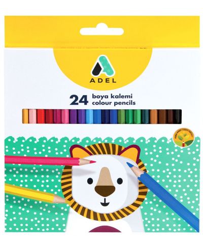 Χρωματιστά μολύβια Adel - 24 χρώματα, μακριά - 1