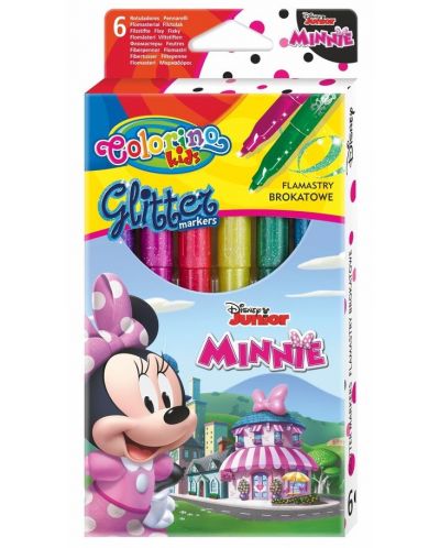 Μαρκαδόροι  Colorino Disney - Junior Minnie Glitter, 6 χρώματα - 1