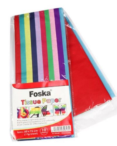 Χρωματιστό χαρτί Foska - 50x75 cm, 10 χρώματα - 1