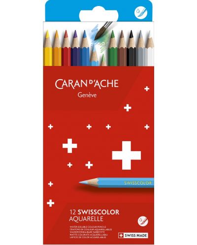 Χρωματιστά μολύβια ακουαρέλας Caran d'Ache Swisscolor - 12 χρώματα - 1