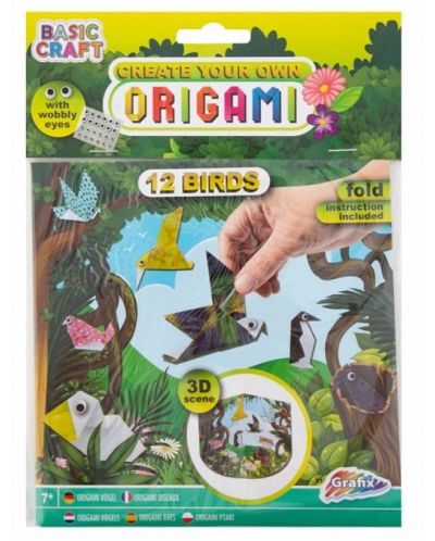 Δημιουργικό σετ Grafix - Κάντο µόνος σου Οριγκάμι, 12 πουλιά - 1