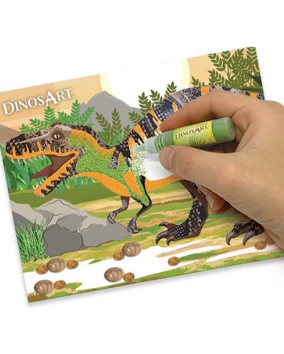 Δημιουργικό σετ  DinosArt -Τέχνη με άμμο και αλουμινόχαρτο, Δεινόσαυροι - 4