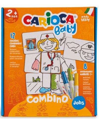 Δημιουργικό σετ Carioca Baby -Παζλ χρωματισμού, 8 μαρκαδόροι - 1