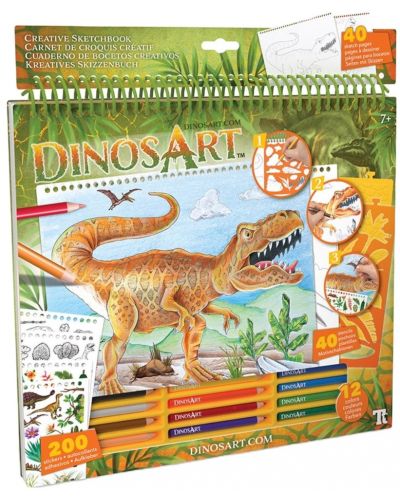 Δημιουργικό βιβλίο με πρότυπα και αυτοκόλλητα DinosArt - Dinosaurs - 1