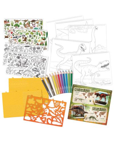 Δημιουργικό βιβλίο με πρότυπα και αυτοκόλλητα DinosArt - Dinosaurs - 2