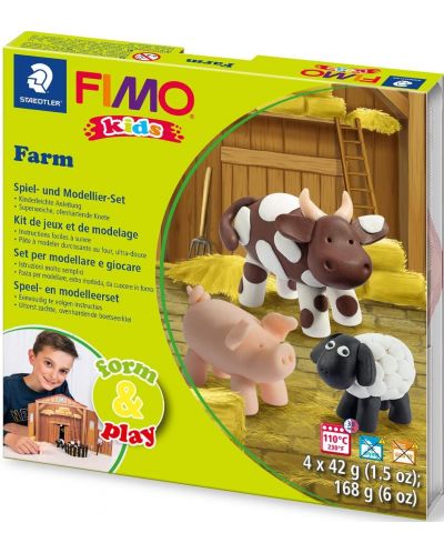 Σετ πηλού Staedtler Fimo Kids - Farm, 4 x 42 g - 1