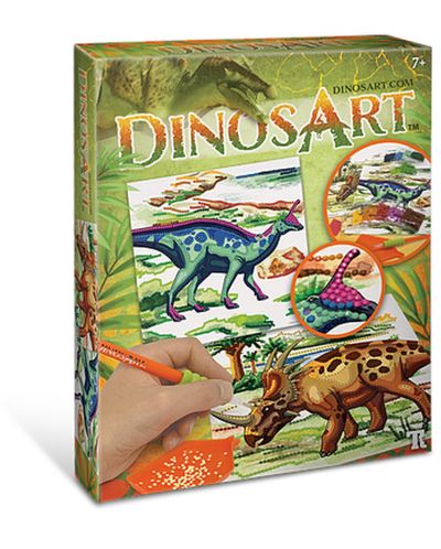 Δημιουργικό σετ DinosArt - Φτιάξτε εικόνες με βότσαλα, Δεινόσαυροι - 1
