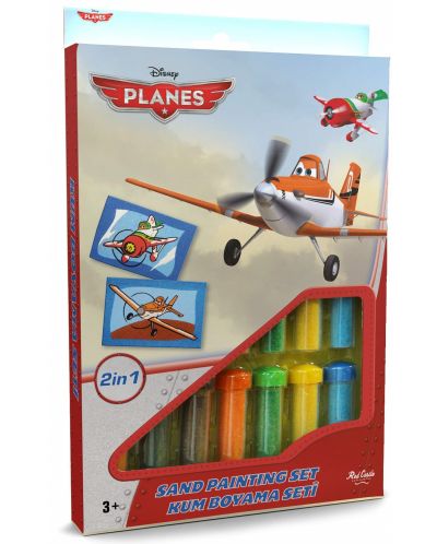 Δημιουργικό σετ χρωματισμού με άμμο Red Castle - Planes, με 2 πίνακες - 1