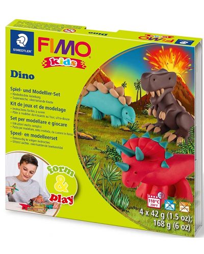 Σετ πηλού Staedtler Fimo Kids -Dino, 4 x 42 γρ, - 1