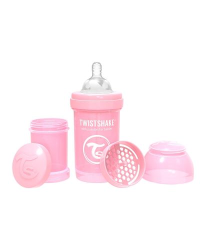 Βρεφικό μπιμπερό κατά των κολικών Twistshake Anti-Colic Pastel - Ροζ, 330 ml - 1
