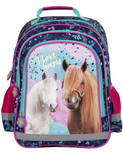 Σχολική τσάντα Derform Horses 23 -με 3 θήκες  - 2