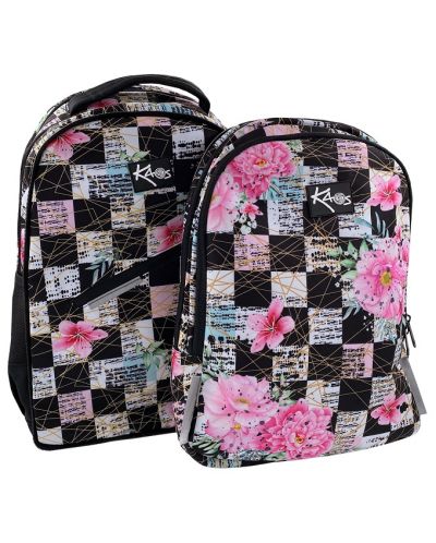 Σχολική τσάντα   Kaos 2 σε 1 - Flower Queen,  4 θήκες - 6
