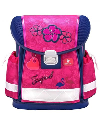 Σχολική τσάντα-κουτί Belmil - Tropical Pink, με σκληρό πάτο και 1 τμήμα - 3