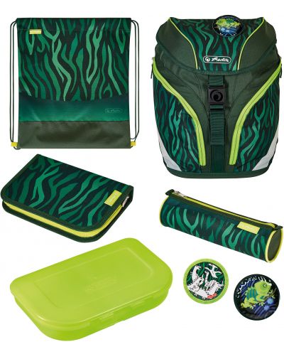 Σχολικό σετ Herlitz SoftLight Plus - Jungle, σακίδιο πλάτης , αθλητική τσάντα και δύο κασετίνες κουτί φαγητού  - 1