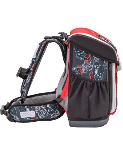 Belmil Super Speed Σχολική τσάντα-κουτί σκληρό πάτο, ενισχυμένη πλάτη, ανακλαστικά στοιχεία, μία μπροστινή και δύο πλαϊνές τσέπες, βάρος 1100g - 4