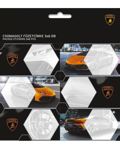 Σχολικές ετικέτες Ars Una Lamborghini -18 τεμάχια,πορτοκαλί - 1