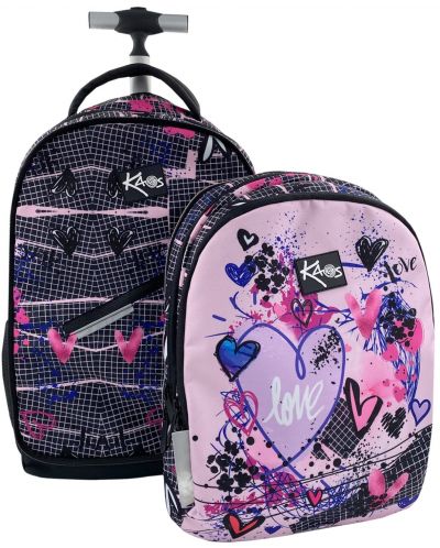 Σχολική τσάντα με ρόδες  Kaos 2 σε 1 - Pink Love - 5