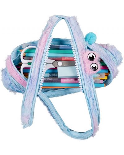 Σχολική κασετίνα  Zipit -Furry Monster, μεσαίο, μπλε-ροζ - 3
