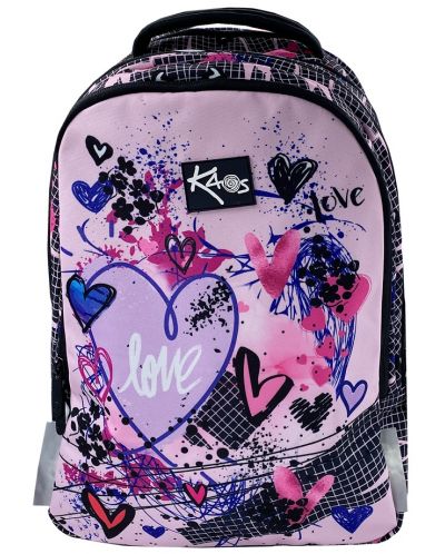 Σχολική τσάντα  Kaos 2 σε 1 - Pink Love,4 θήκες - 1