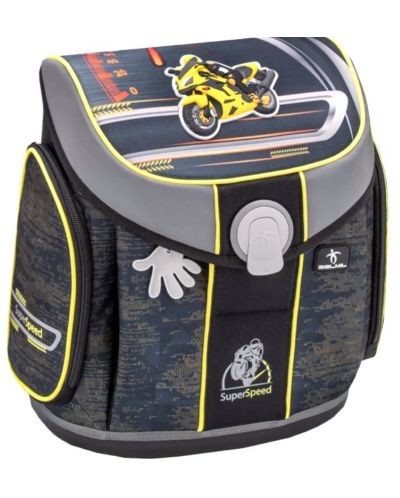 Σχολική τσάντα-κουτί Belmil - Super Speed Yellow, με σκληρό πάτο και 1 τμήμα - 1