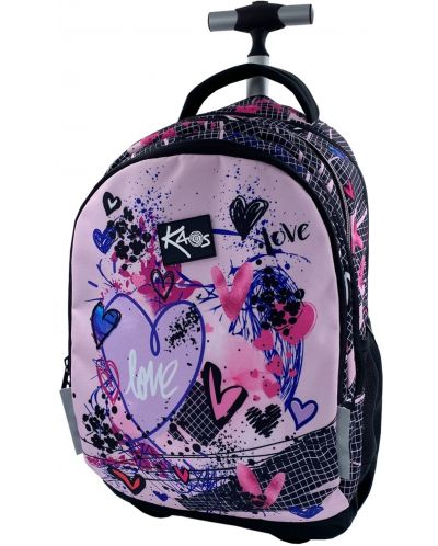 Σχολική τσάντα με ρόδες  Kaos 2 σε 1 - Pink Love - 2
