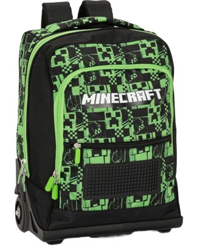 Σχολικό σακίδιο με ρόδες Panini Minecraft - Premium Pixels Green,  1 θήκη - 1