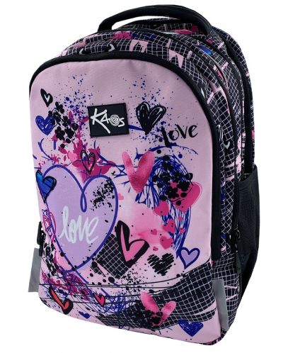 Σχολική τσάντα  Kaos 2 σε 1 - Pink Love,4 θήκες - 2