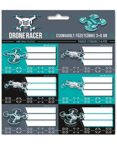 Σχολικές ετικέτες  Ars Una Drone Racer - 18 τεμάχια, πράσινες - 1