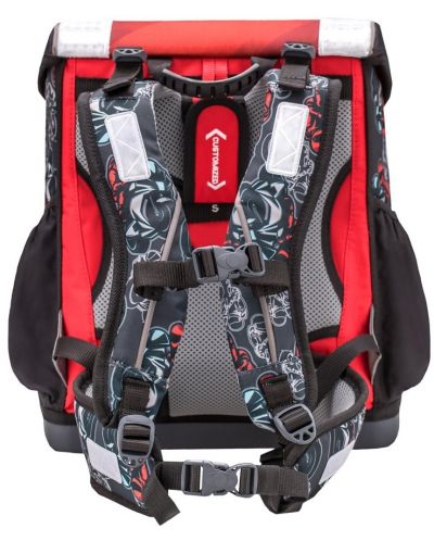 Belmil Super Speed Σχολική τσάντα-κουτί σκληρό πάτο, ενισχυμένη πλάτη, ανακλαστικά στοιχεία, μία μπροστινή και δύο πλαϊνές τσέπες, βάρος 1100g - 5