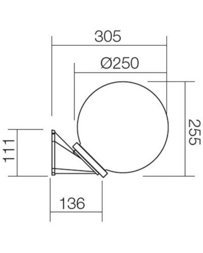 Εξωτερική Απλίκα Smarter - Sfera 250 9873, IP44, E27, 1x42W, μαύρο με λευκό γυαλί - 2