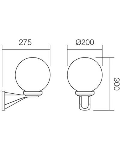 Εξωτερική Απλίκα  Smarter - Sfera 200 9787, IP44, E27, 1x28W, μαύρο με άσπρο - 2