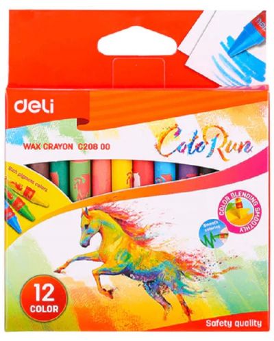 Κηρομπογιές Deli Colorun - EC20800, 12 χρώματα - 1