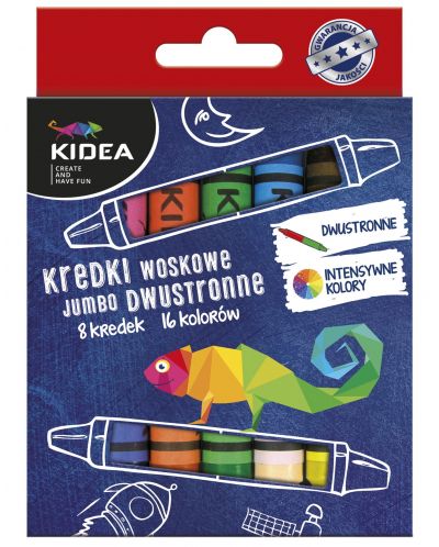 Κηρομπογιές Kidea Jumbo - δύο μύτες, 8 τεμάχια, 16 χρώματα - 1