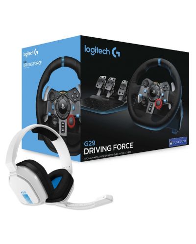 Τιμόνι με πεντάλ και ακουστικά  Logitech - G29 Driving Force, Astro A10, PS5/PS4, λευκό - 7