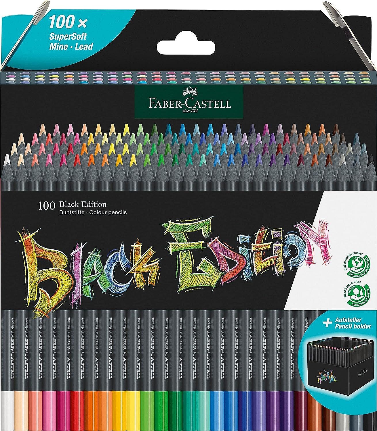 Χρωματιστά μολύβια Faber-Castell Black Edition - 100 χρώματα, σε ...