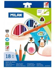 Σετ χρωματιστά μολύβια Milan - 18 χρώματα