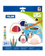 Σετ χρωματιστά μολύβια Milan - τριγωνικά ,24 χρώματα