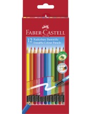 Σετ χρωματιστά μολύβια Faber-Castell - 12 τεμαχίων, σβησμένα