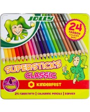 Σετ χρωματιστά μολύβια Jolly Kinderfest Classic - 24 χρώματα, μεταλλικό κουτί -1