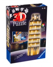 3D Παζλ Ravensburger 216 κομμάτια - Ο Κεκλιμένος πύργος της Πίζας τη νύχτα -1