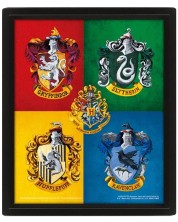 3D  αφίσα με κορνίζα Pyramid Movies: Harry Potter - House Crests