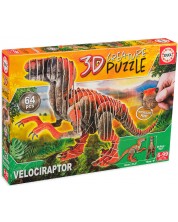3D παζλ  Educa 64 κομματιών -Velociraptors -1