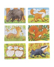 Ξύλινο παζλ Goki - Ζώα του δάσους, ποικιλία -1