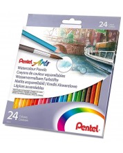 Χρωματιστά μολύβια ακουαρέλας Pentel - Arts, 24 χρώματα