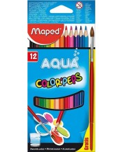 Μολύβια ακουαρέλα Maped Color Peps - 12 χρώματα, με πινέλο δώρου