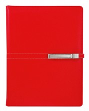 Δερμάτινο σημειωματάριο- ατζέντα  Alicante Superior A5 - Κόκκινο, με κρίκους και κούμπωμα -1