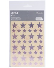 Σετ αυτοκόλλητων APLI - Αστέρια, ροζ, αστερόσκονη, 3 φύλλα