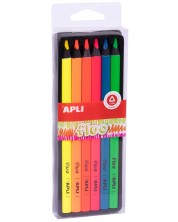 Σετ χρωματιστά μολύβια jumbo APLI - 6 χρώματα ,νέον