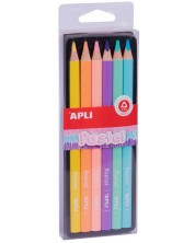 Σετ χρωματιστά μολύβια jumbo APLI - 6 χρώματα, παστέλ -1